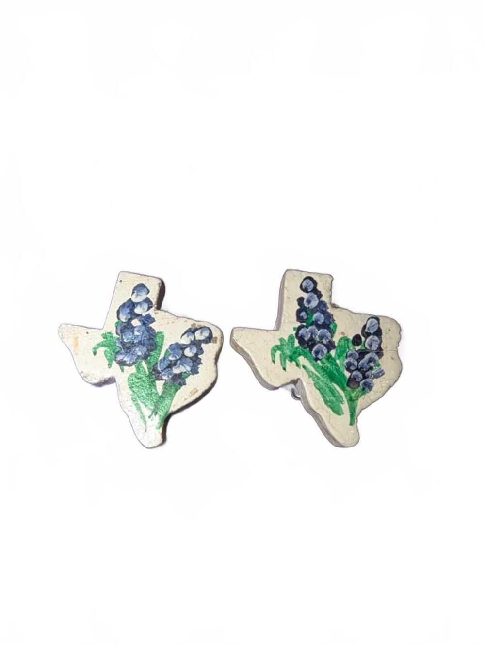 Texas Bluebonnet clip on Earrings Handmade Floral State Shape